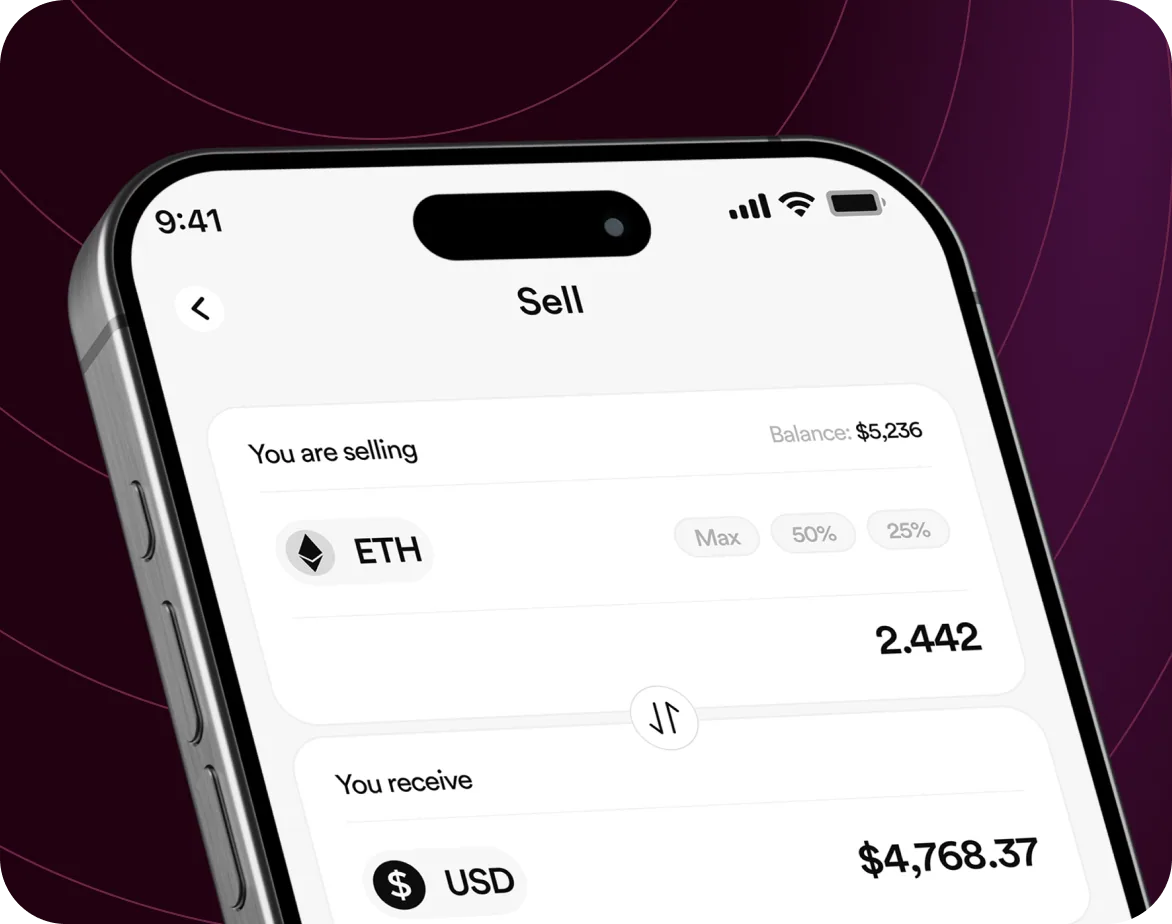 FlipEx app showing Ethereum sold and Naira credited to wallet