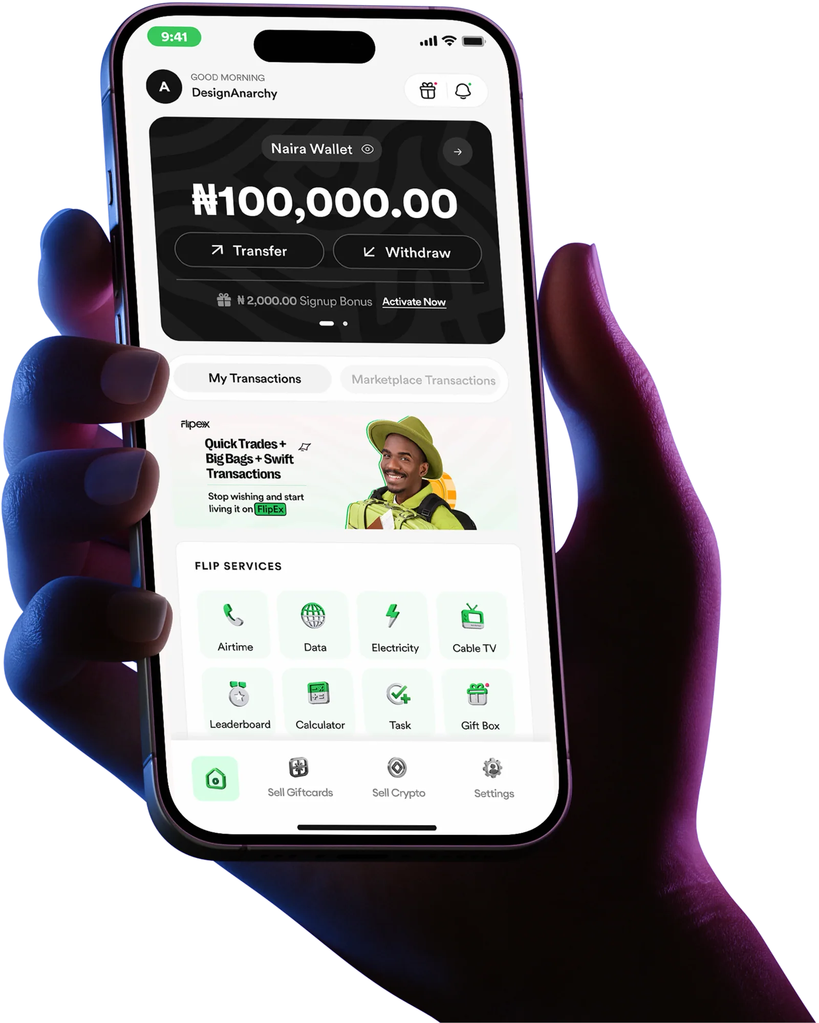 FlipEx App – sell gift cards and convert crypto to Naira instantly